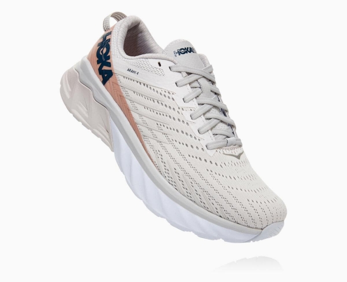 Hoka Restitusjon Sko Tilbud - HOKA ONE ONE Arahi 4 Dame Hvite [NO-37POFT]